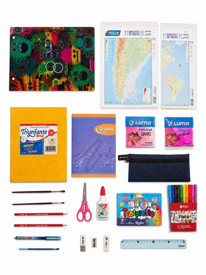 Kit Plus – 1.º a 3.º grado: contenido real del kit escolar MOCHIPLUS