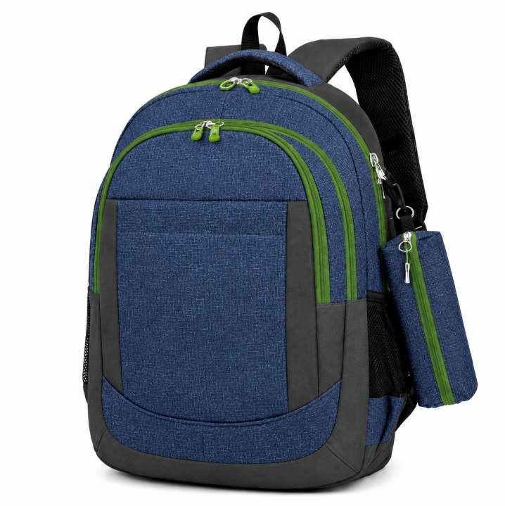 Mochila M002 color azul / verde – MOCHIPLUS, personalizable con logo