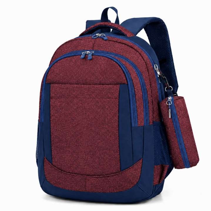 Mochila M002 color bordó / azul – MOCHIPLUS, personalizable con logo